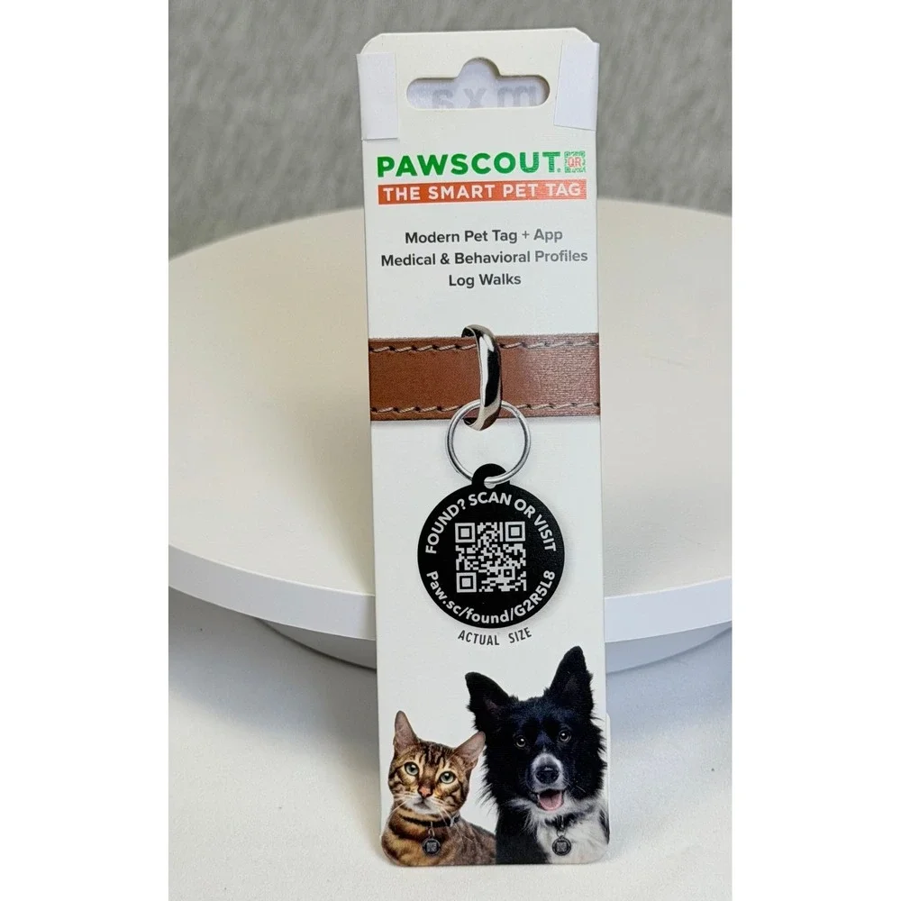 Pawscout The Smart Pet Tag QR Code ID Modern Pet Tracker App Black 91200
